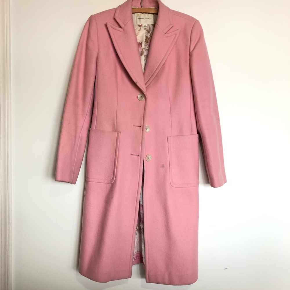 Banana Republic carnation pink wool pea coat